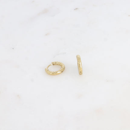 Mini créoles - anneau strié 13mm
