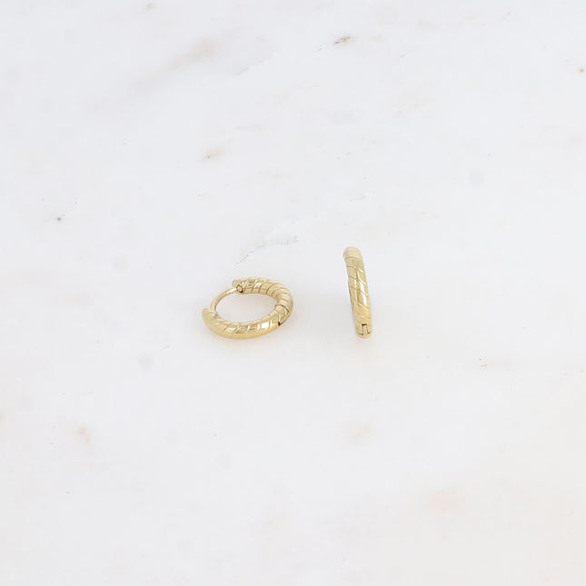 Mini créoles - anneau strié 13mm