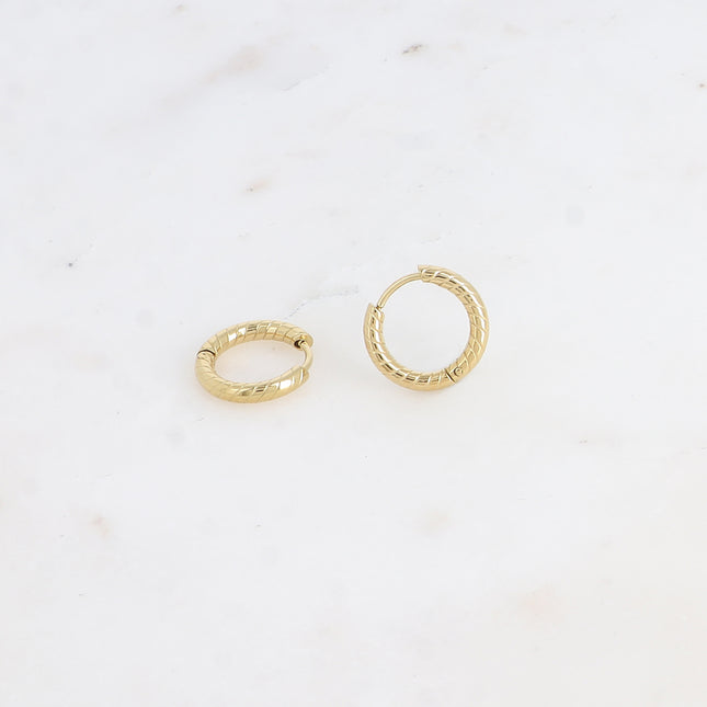 Mini créoles - anneau strié 15mm