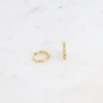 Mini créoles - anneau strié 15mm