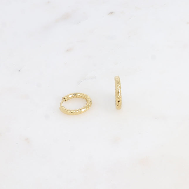 Mini créoles - anneau strié 15mm