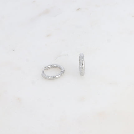 Mini créoles - anneau strié 15mm