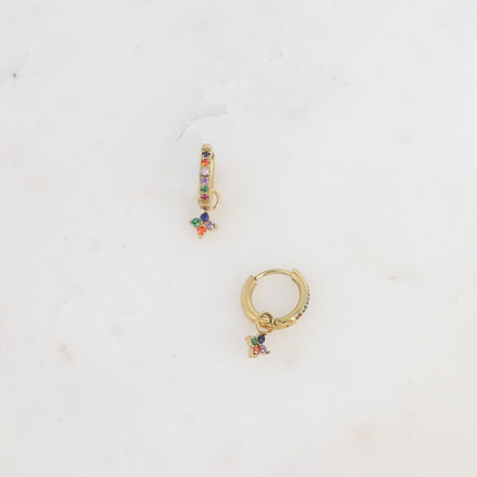 Mini créoles - oxydes de zirconium et trèfle en cristal 11mm