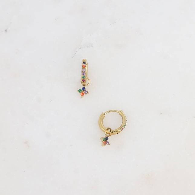 Mini créoles - oxydes de zirconium et trèfle en cristal 11mm