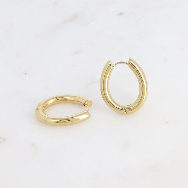 Hoop earrings - thick oval ring 20x25mm