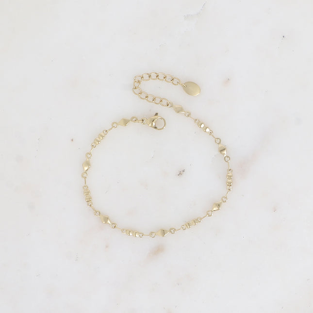 Bracelet - 2-bead mesh and diamond-shaped rings