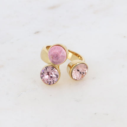 Bague Saïla - 3 cristaux Swarovski® SS39 / pierre naturelle