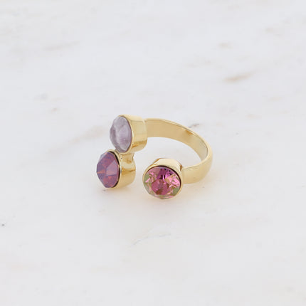 Bague Saïla - 3 cristaux Swarovski® SS39 / pierre naturelle