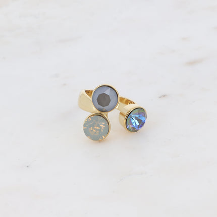 Bague Saïla - 3 cristaux Swarovski® SS39 / pierre naturelle