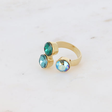 Bague Saïla - 3 cristaux Swarovski® SS39 / pierre naturelle