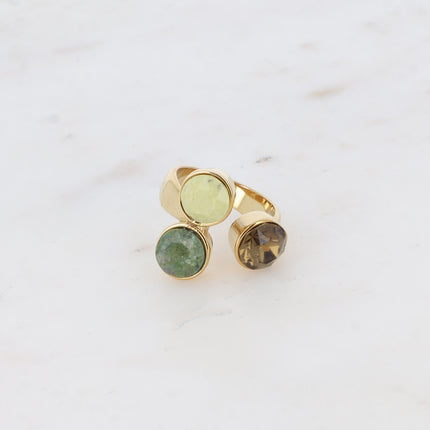 Bague Saïla - 3 cristaux Swarovski® SS39 / pierre naturelle