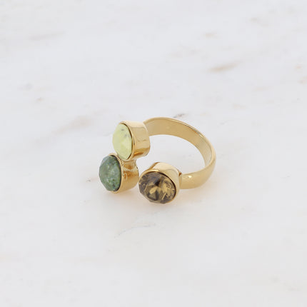 Bague Saïla - 3 cristaux Swarovski® SS39 / pierre naturelle