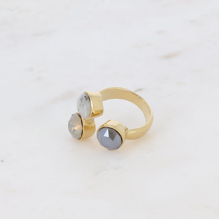 Bague Saïla - 3 cristaux Swarovski® SS39 / pierre naturelle