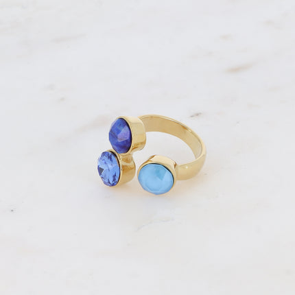 Bague Saïla - 3 cristaux Swarovski® SS39 / pierre naturelle