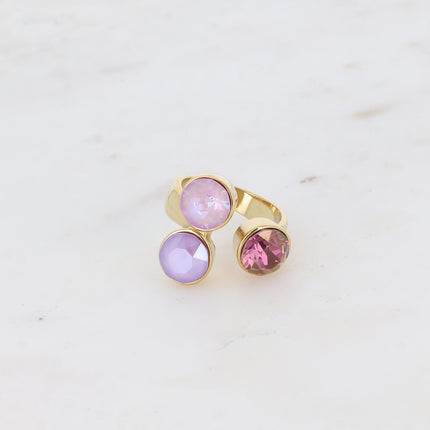 Bague Saïla - 3 cristaux Swarovski® SS39 / pierre naturelle