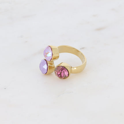 Bague Saïla - 3 cristaux Swarovski® SS39 / pierre naturelle
