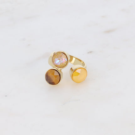 Bague Saïla - 3 cristaux Swarovski® SS39 / pierre naturelle