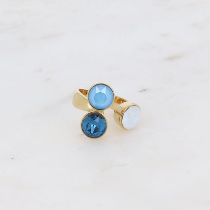 Bague Saïla - 3 cristaux Swarovski® SS39 / pierre naturelle