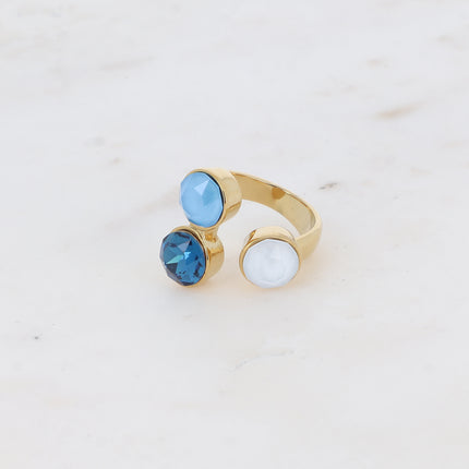 Bague Saïla - 3 cristaux Swarovski® SS39 / pierre naturelle