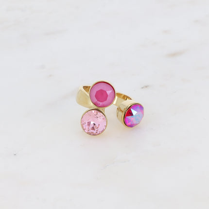 Bague Saïla - 3 cristaux Swarovski® SS39 / pierre naturelle
