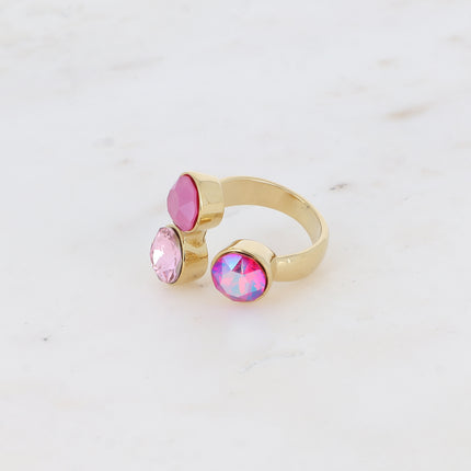 Bague Saïla - 3 cristaux Swarovski® SS39 / pierre naturelle