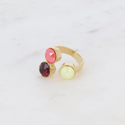 Bague Saïla - 3 cristaux Swarovski® SS39 / pierre naturelle