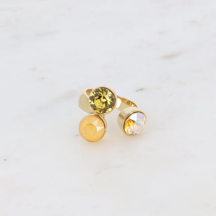 Bague Saïla - 3 cristaux Swarovski® SS39 / pierre naturelle