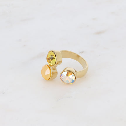 Bague Saïla - 3 cristaux Swarovski® SS39 / pierre naturelle