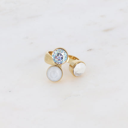 Bague Saïla - 3 cristaux Swarovski® SS39 / pierre naturelle