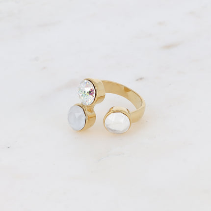 Bague Saïla - 3 cristaux Swarovski® SS39 / pierre naturelle