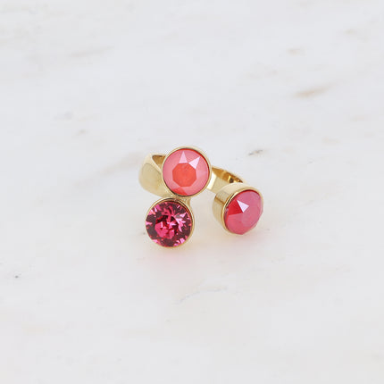 Bague Saïla - 3 cristaux Swarovski® SS39 / pierre naturelle
