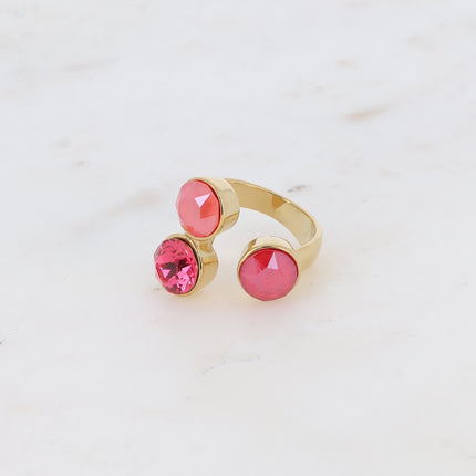 Bague Saïla - 3 cristaux Swarovski® SS39 / pierre naturelle
