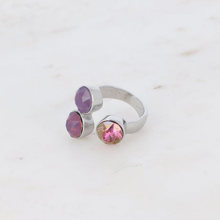 Bague Saïla - 3 cristaux Swarovski® SS39 / pierre naturelle