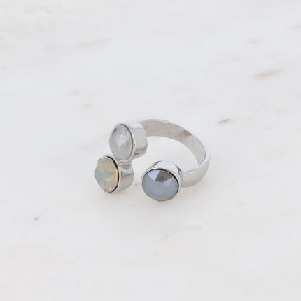 Bague Saïla - 3 cristaux Swarovski® SS39 / pierre naturelle