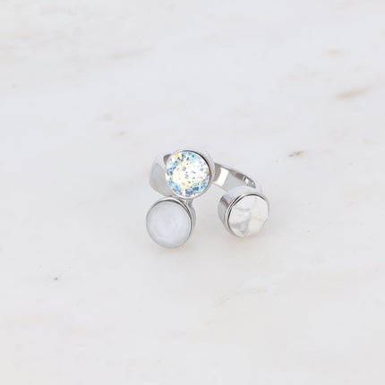 Bague Saïla - 3 cristaux Swarovski® SS39 / pierre naturelle