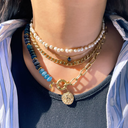 Austyn Necklace - Oval Link and Natural Stones