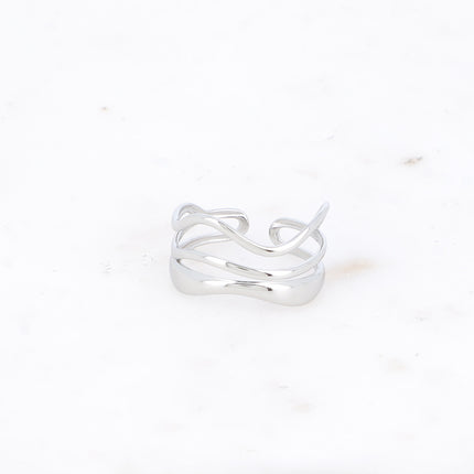 Bague large - 3 lignes ondulées et ajourées