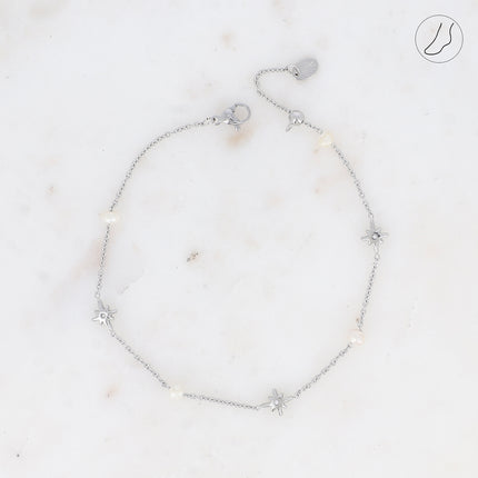 Chevillère Zela - étoiles du Nord avec oxyde de zirconium et perles d'eau douce