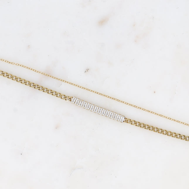 Bracelet Lorelia -  2 rangs, chaîne rivière avec maille gourmette et maille forçat