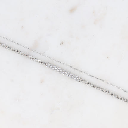 Bracelet Lorelia -  2 rangs, chaîne rivière avec maille gourmette et maille forçat