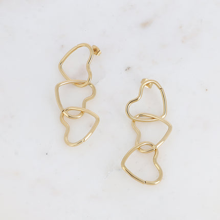 Boucles pendantes - 3 anneaux coeurs ajourés