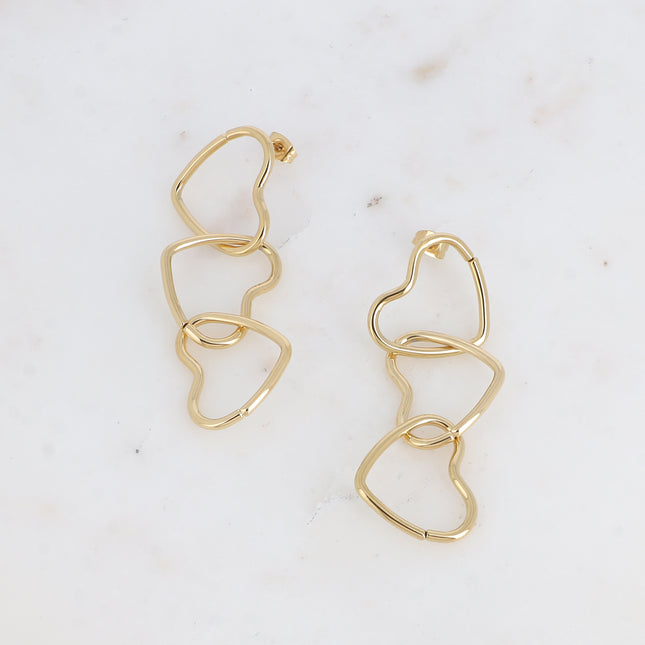 Boucles pendantes - 3 anneaux coeurs ajourés