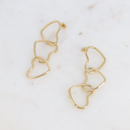 Boucles pendantes - 3 anneaux coeurs ajourés