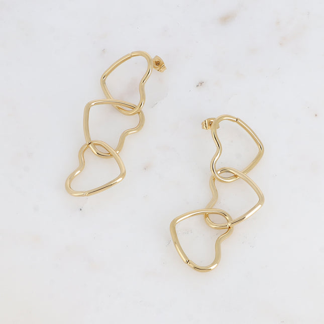 Boucles pendantes - 3 anneaux coeurs ajourés