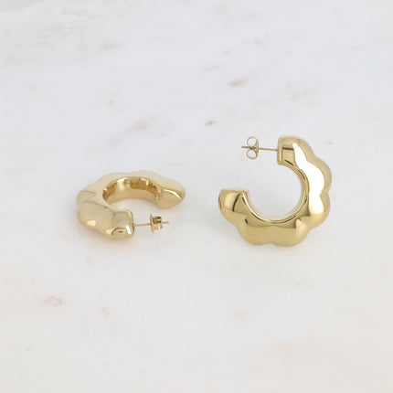 Kervelys Creole Earrings - 35mm flower motif hoop