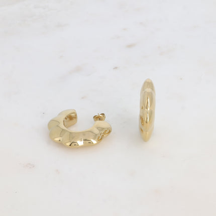 Kervelys Creole Earrings - 35mm flower motif hoop