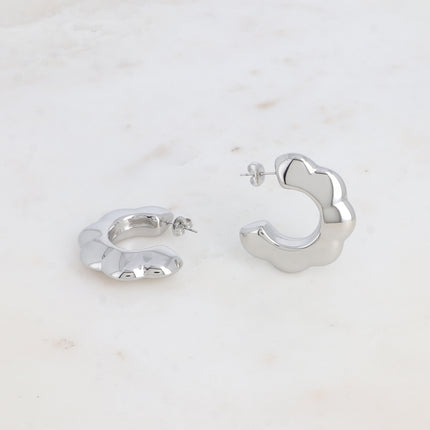 Kervelys Creole Earrings - 35mm flower motif hoop