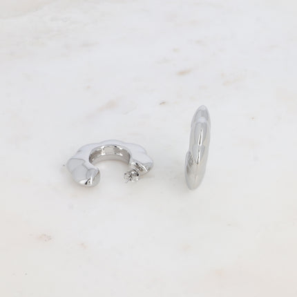 Kervelys Creole Earrings - 35mm flower motif hoop