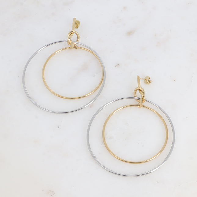 Boucles pendantes - puce noeud avec 2 anneaux pendants