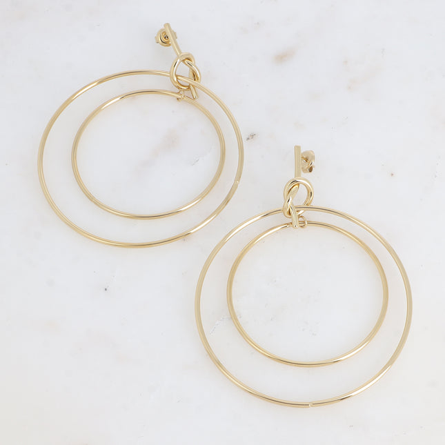 Boucles pendantes - puce noeud avec 2 anneaux pendants